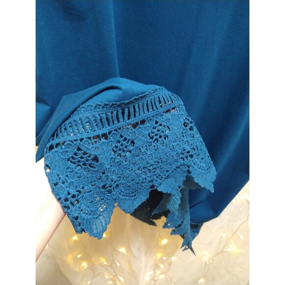 XIAOMAAMJI X.M.A.J WOMENS 4X TURQUOISE NEW TANK TOP CROCHET LACE BOHO SCOOP NECK - Picture 3 of 10